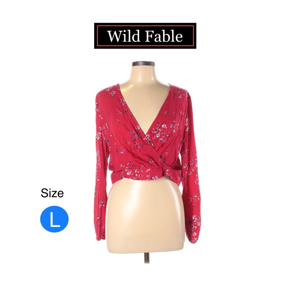Long Sleeve Crop Floral Shirt L